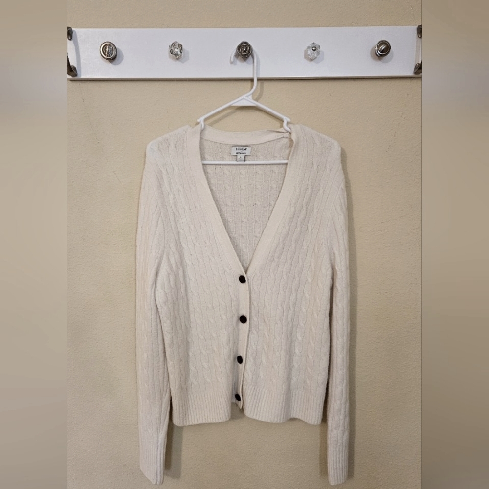 J Crew Cable knit cardigan sweater Size L